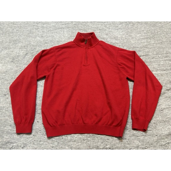 Vineyard Vines Sweater Mens Large Red 1/4-Zip Pullover Cotton Cashmere - Picture 1 of 12